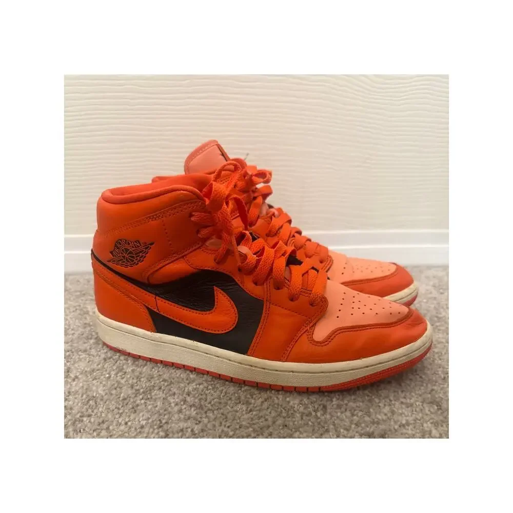 Nike Air Jordan 1 Mid SE 'Rush Orange' Women's Midtop Sneaker, sz 9.5 - Picture 2 of 8